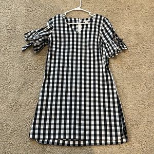 J crew black and white gingham check dress size small